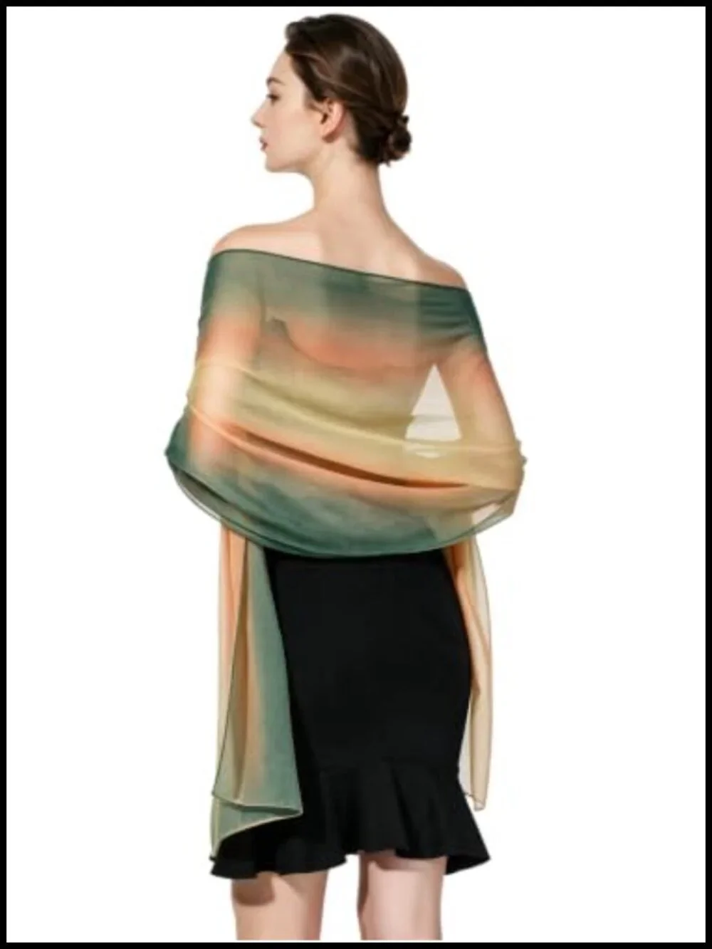 Sheer Chiffon Long Scarf, Lightweight Wrap, Beach Cover-Up for Women